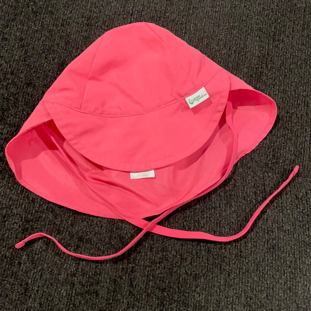 Pink green sprouts adjustable sun hat girls size 0-6m